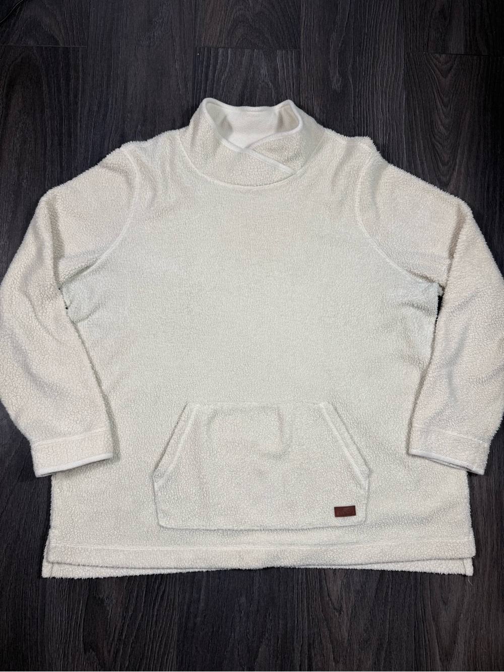 L.L. Bean Cream Sherpa Cowl Pullover with Kangaroo Pocket